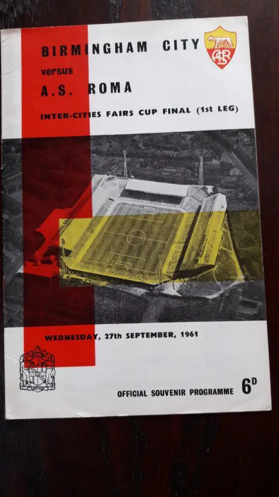 Программа Кубок Ярмарок Финал Бирмингем - Рома 1961