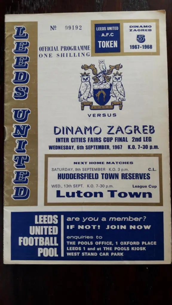 Программа Кубок Ярмарок Финал Лидс Юнайтед - Динамо Загреб 1967