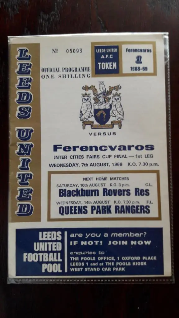 Программа Кубок Ярмарок Финал Лидс Юнайтед - Ференцварош 1968