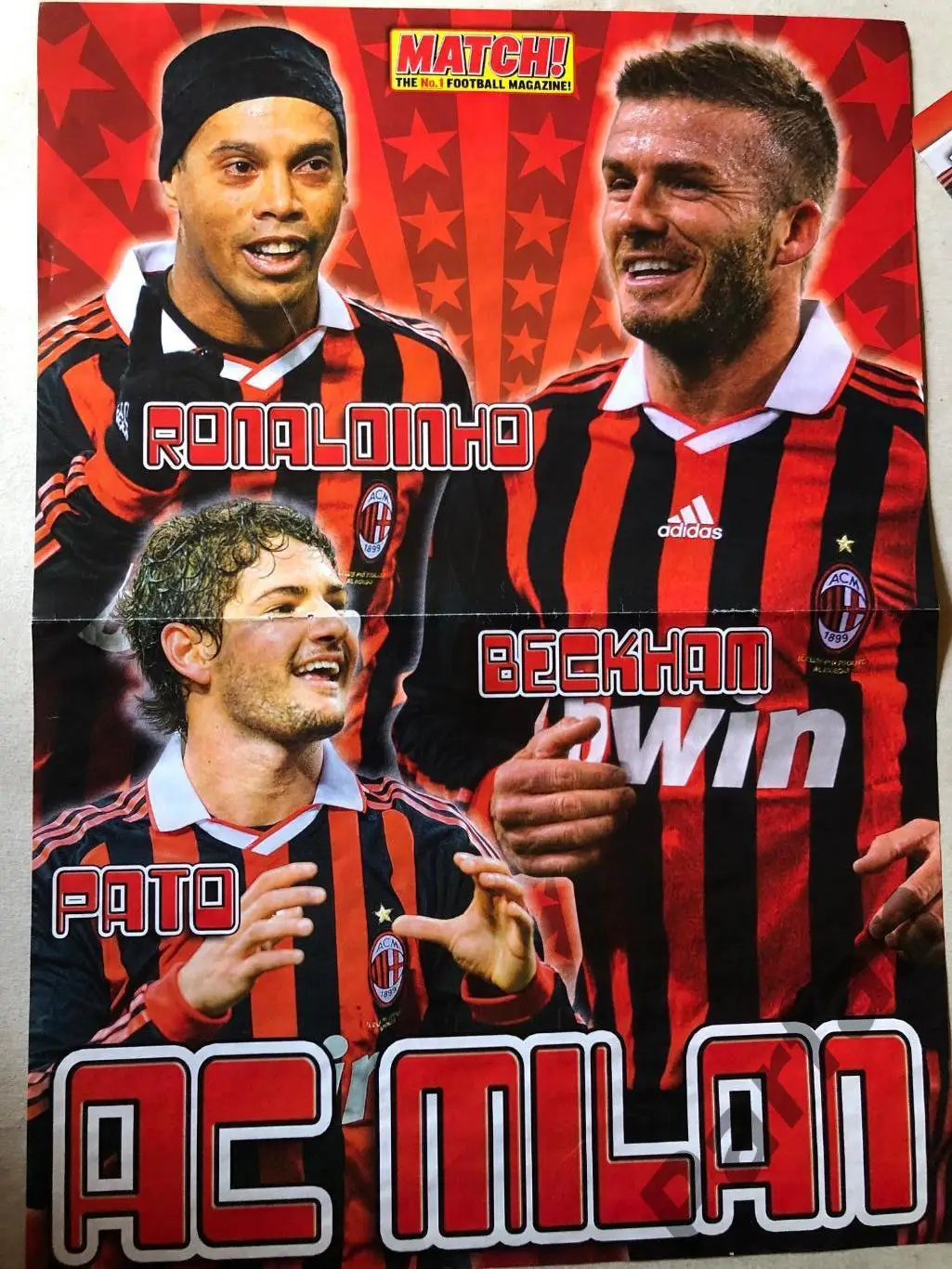 Футбол MATCH! Постер Бекхем Роналдінью Пато Мілан