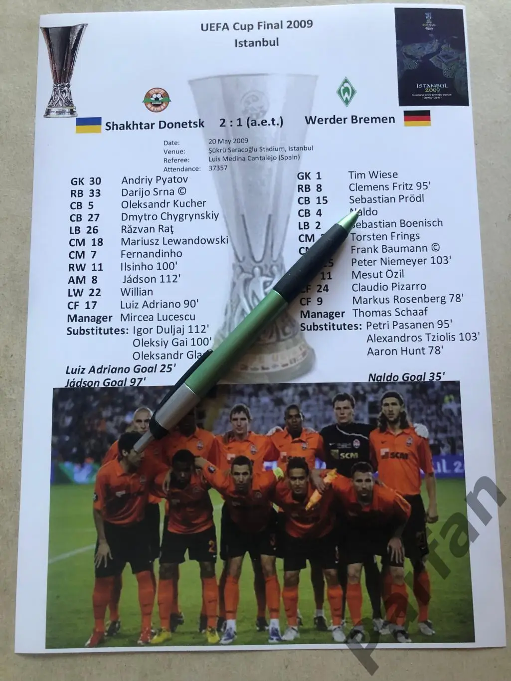 Кубок УЄФА Фінал Шахтар - Вердер 2009