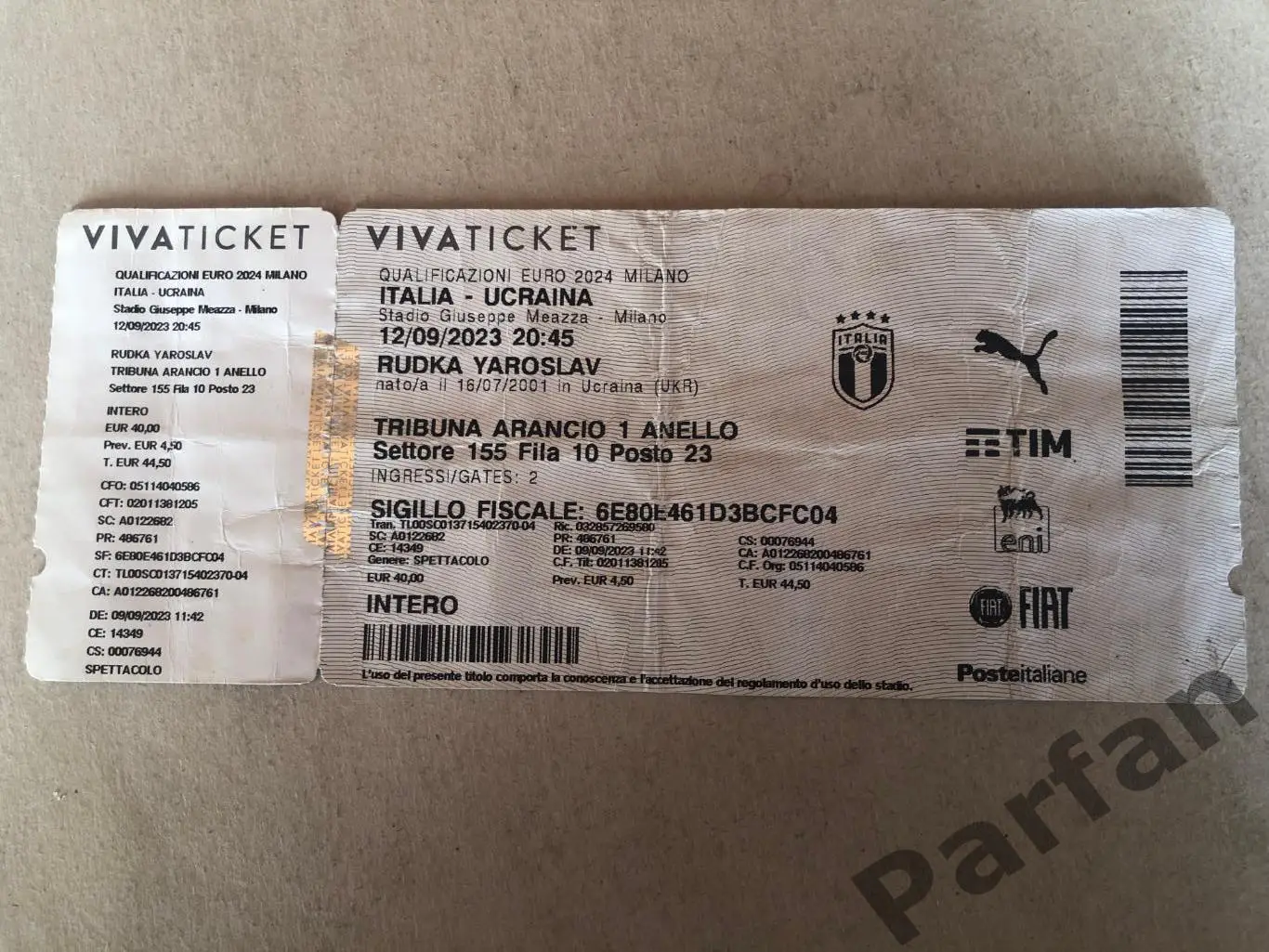Квиток Італія - Україна 2023 Italy v Ukraine