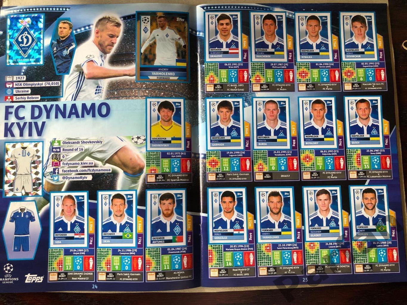 Topps/Panini Ліга Чемпіонів/Champions league 2016/17 Динамо Київ 2