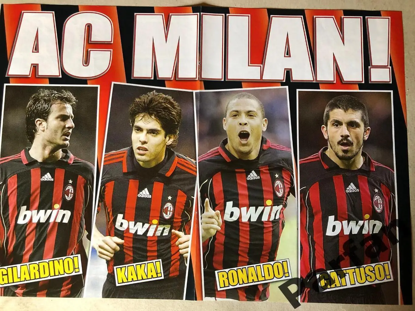 Футбол MATCH! Постер Джилардіно Кака Рональдо Гаттузо Мілан