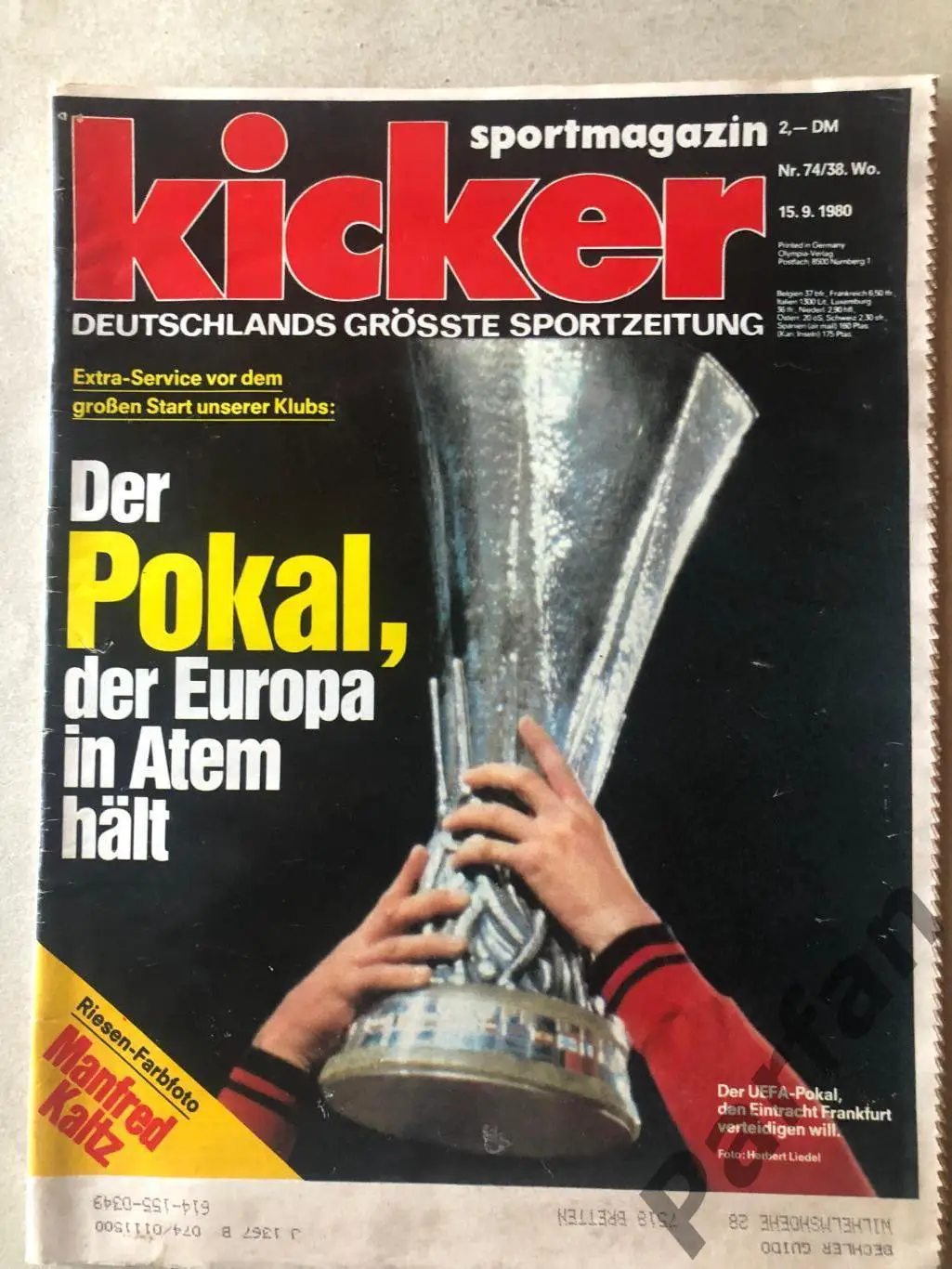 Футбол, Кікер/Kicker 1980 №38 Кальтц