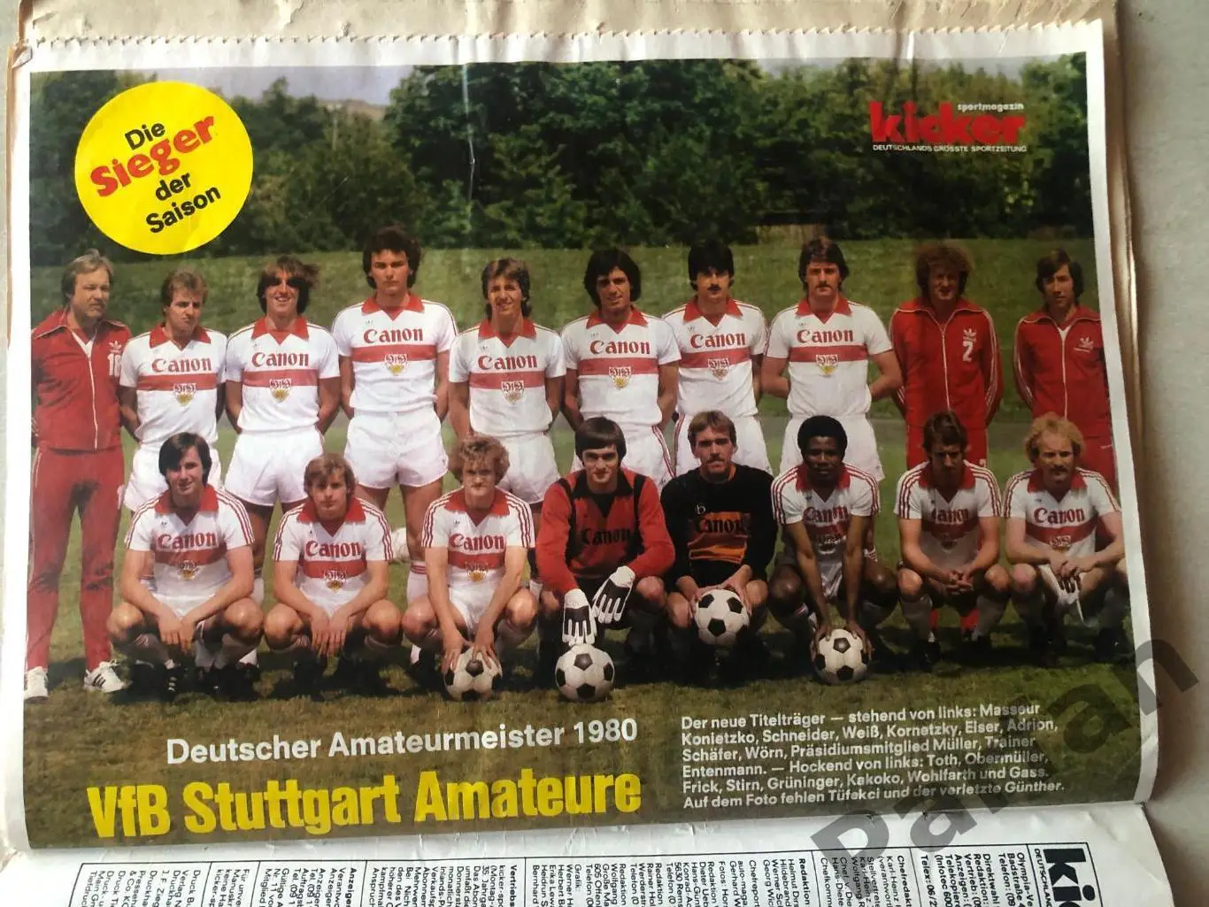 Футбол, Кікер/Kicker 1980 №28 Штутгарт 3