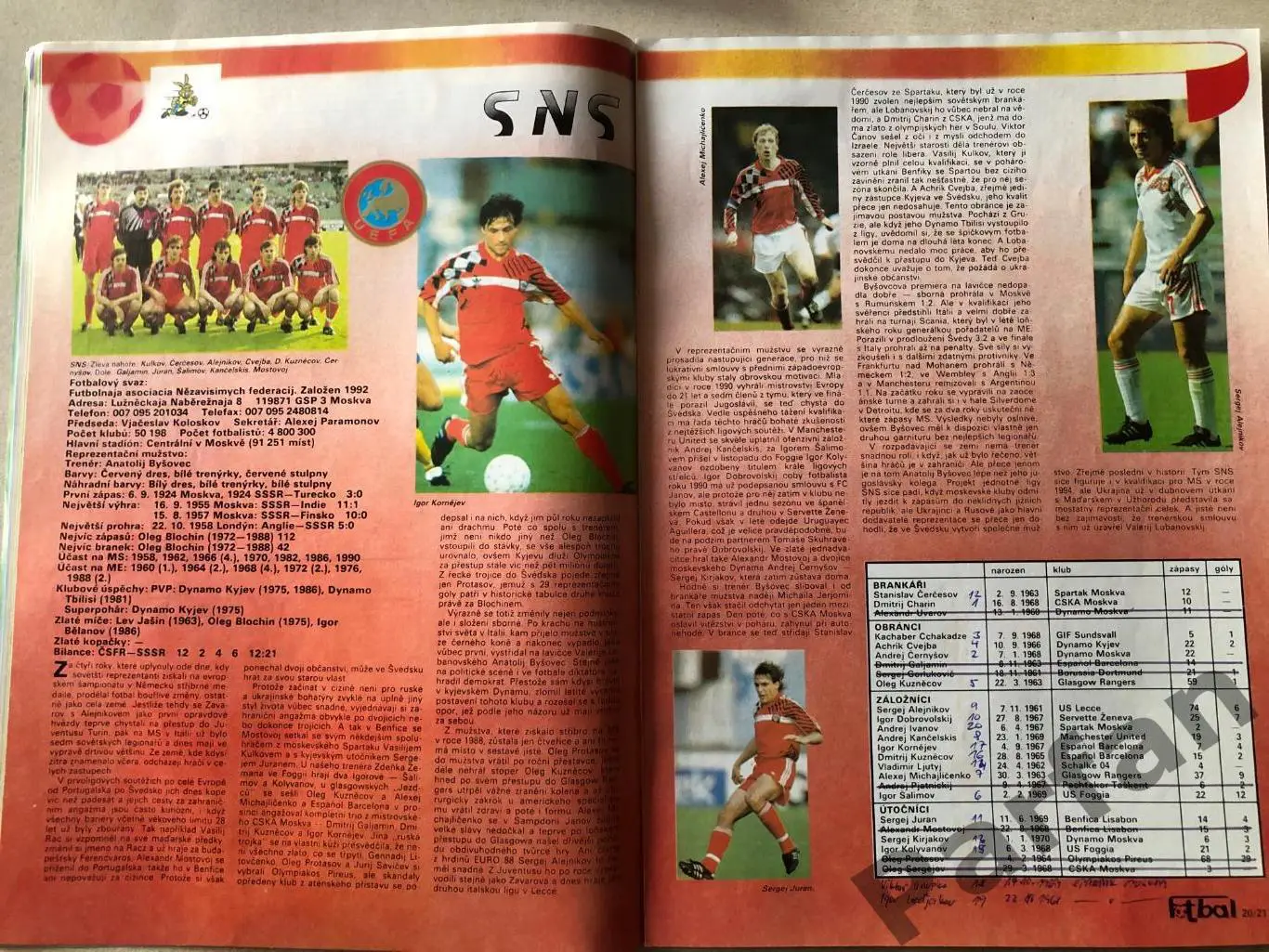 Журнал Fotbal 1992 Чемпіонат Європи Спецвипуск 6
