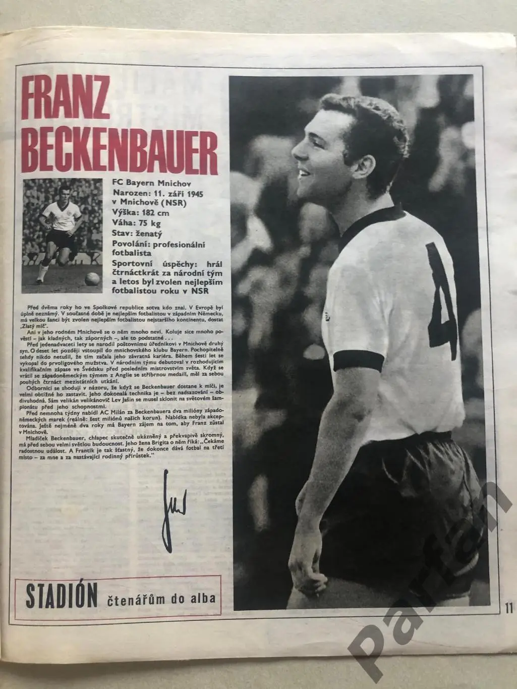 Стадіон/Stadion 1966 №47 Франц Бекенбауер 1