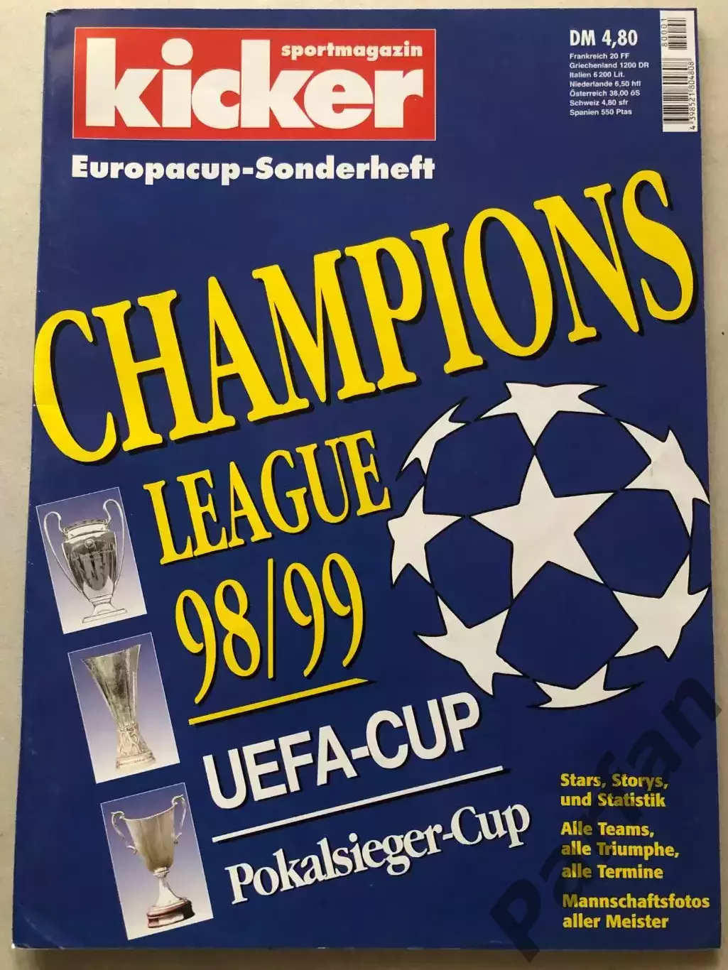 Футбол Журнал Kicker Champions league Спецвипуск 1998/99