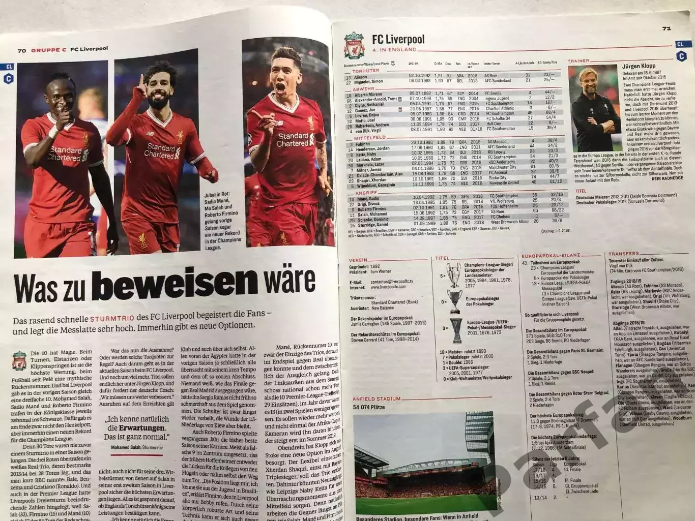 Футбол Журнал Kicker Champions league Спецвипуск 2018/19 3