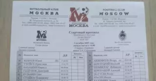 Официальный протокол матча ФК Москва Москва - ЦСКА Москва - 02 октября 2005 год.