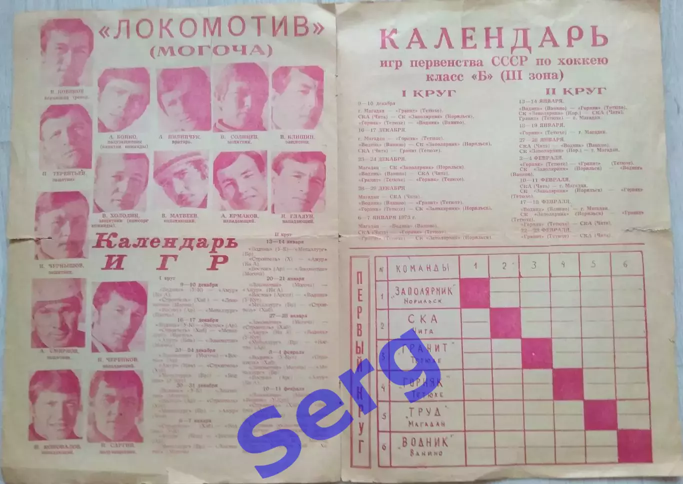 Спецвыпуск Старт Хоккей-1973. СКА Чита и Локомотив Могоча. 3