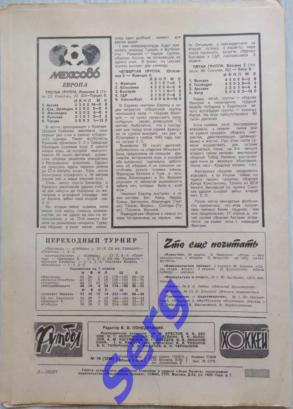 Еженедельник Футбол-Хоккей №14 07 апреля 1985 год 7