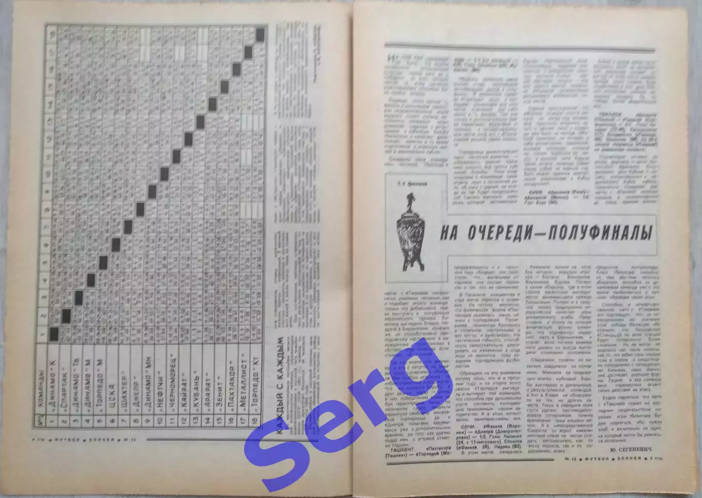 Еженедельник Футбол-Хоккей №13 28 марта 1982 год 1