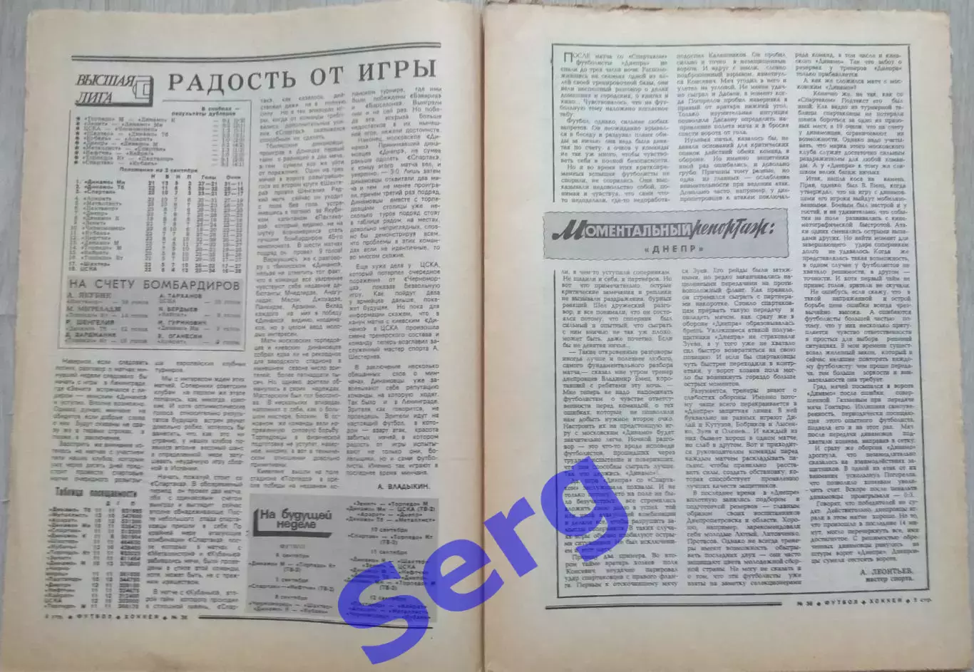 Еженедельник Футбол-Хоккей №36 05 сентября 1982 год 2