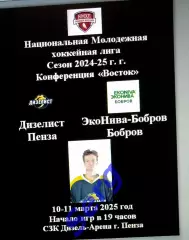 Дизелист Пенза - ЭкоНива-Бобров Бобров - 10-11 марта 2025 год. НМХЛ