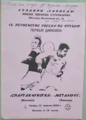 Спартак-Чукотка Москва - Металлург Липецк - 12 апреля 2000 год