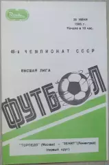 Торпедо Москва - Зенит Ленинград - 28 июня 1986 год
