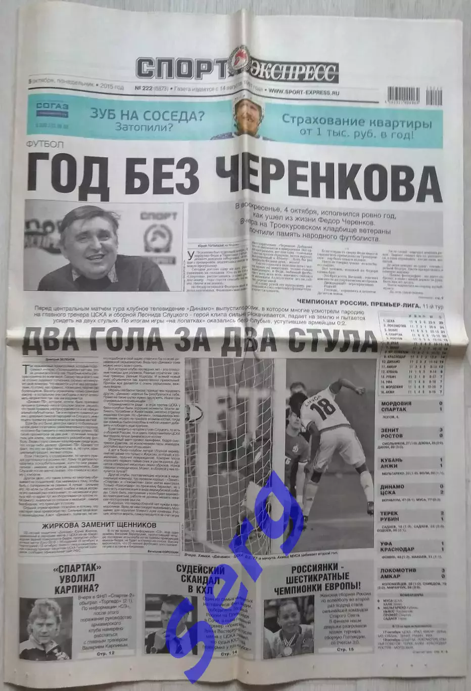 Газета Спорт-Экспресс №222 05 октября 2015 год