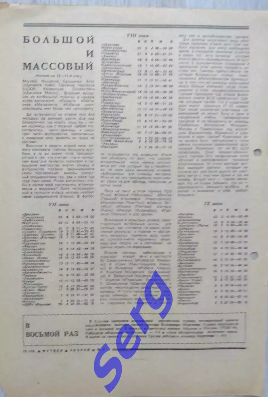 Статья В. Асаулов Большой и массовый. Итоги сезона 1982 г. по футболу. 2 лига. 1