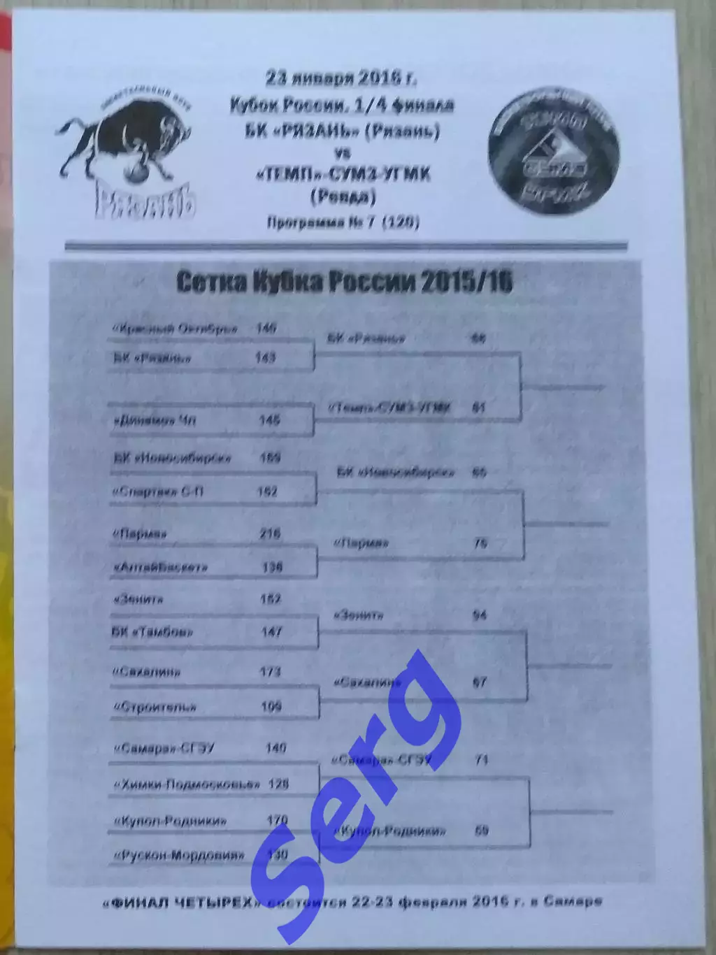 БК Рязань Рязань - Темп-СУМЗ-УГМК Ревда - 23 января 2016 год 1