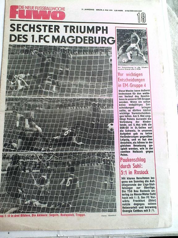 Еженедельник FUWO die neue fussballwoche №18 1979 год