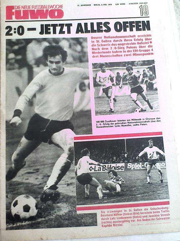 Еженедельник FUWO die neue fussballwoche №19 1979 год