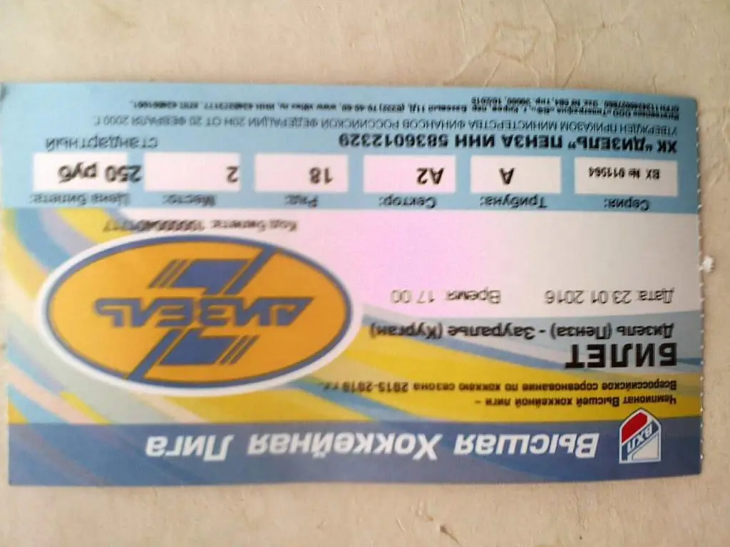 Билет к матчу Дизель Пенза - Зауралье Курган - 23 января 2016 года