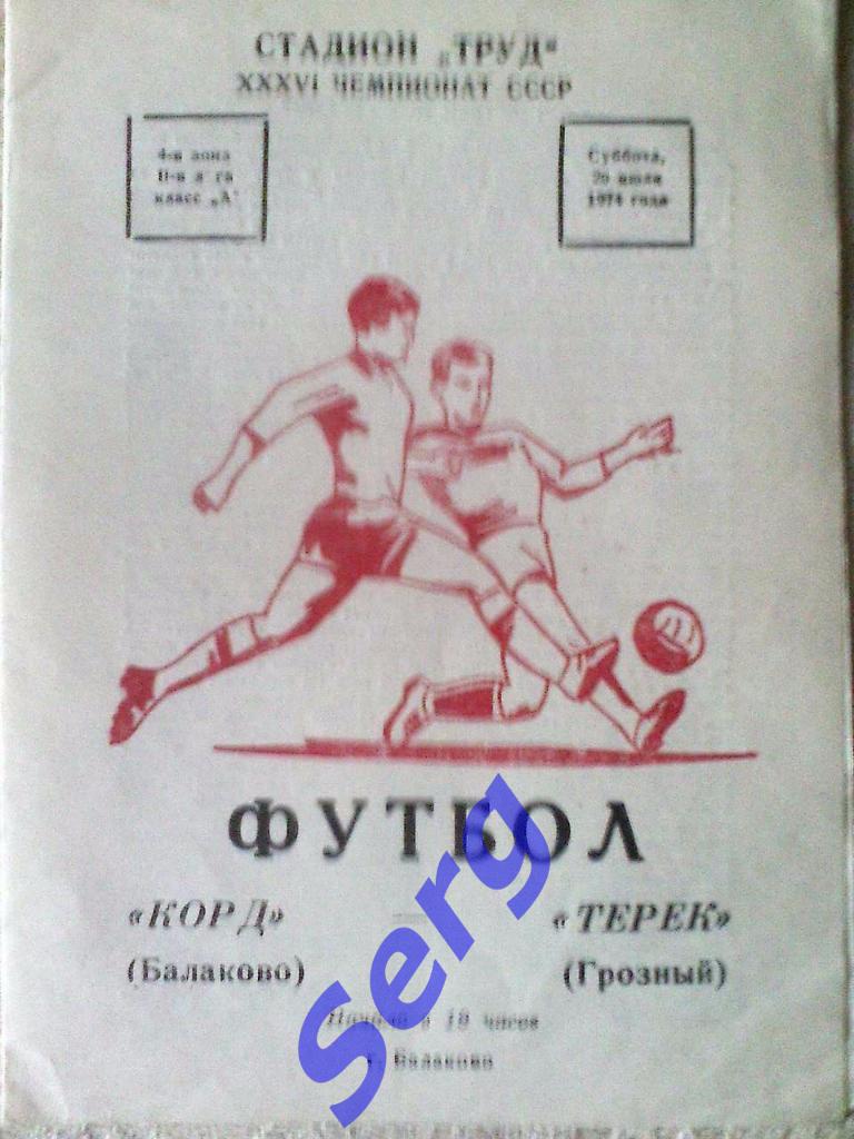 Корд Балаково - Терек Грозный - 20 июля 1974 год