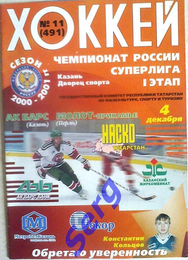 Ак Барс Казань - Молот-Прикамье Пермь - 04 декабря 2000 год
