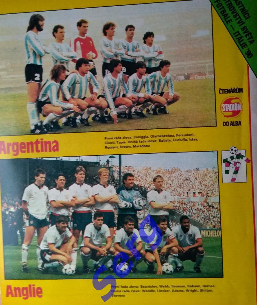Постеры команд Аргентины и Англии из журнала Стадион (Stadion) 1990 год