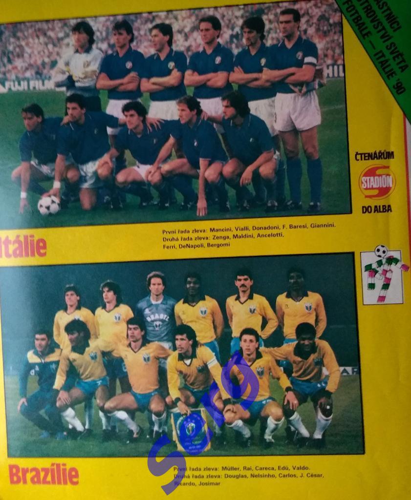Постеры команд Италии и Бразилии из журнала Стадион (Stadion) 1990 год