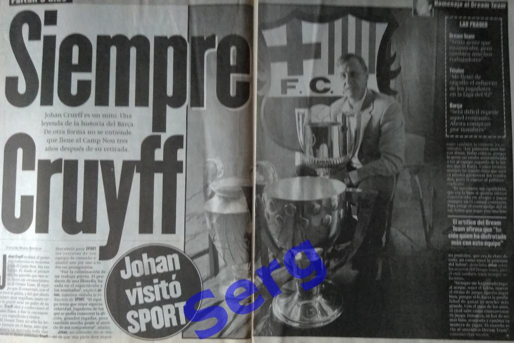Газета Спорт (Sporto), Испания №6947 26 февраля 1999 год 1