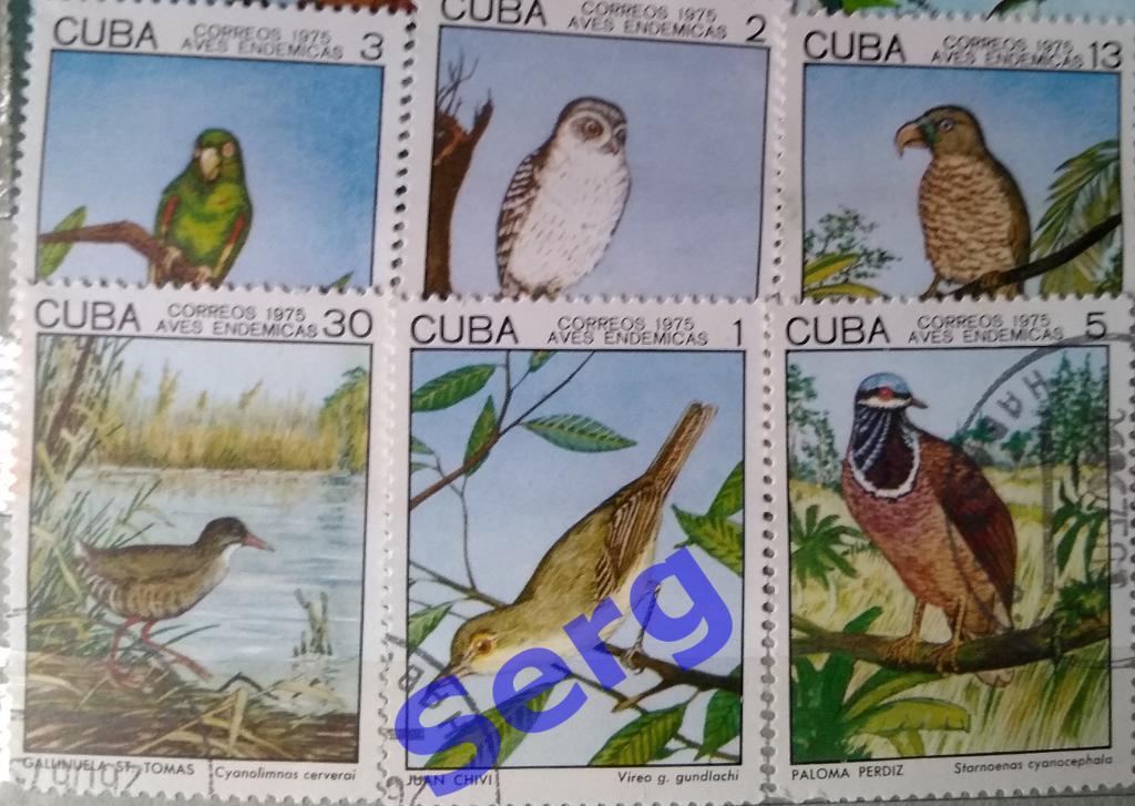 Марки Птицы (набор 6 шт.) Куба, 1975 год