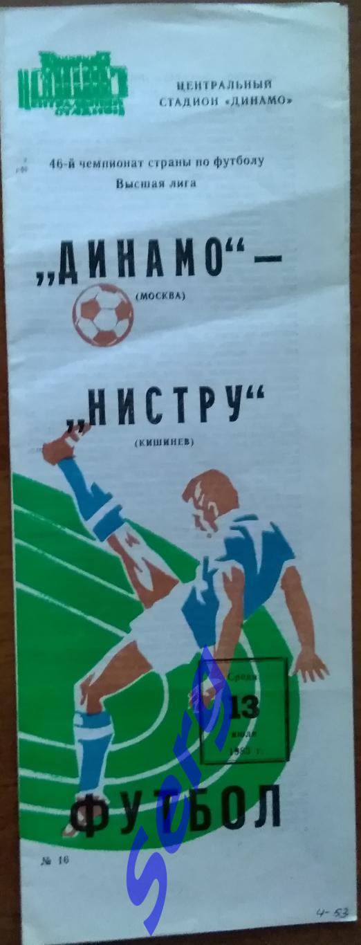 Динамо Москва - Нистру Кишинев - 13 июля 1983 год