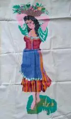 Ручная вышивка Девушка с кувшином 1955 год