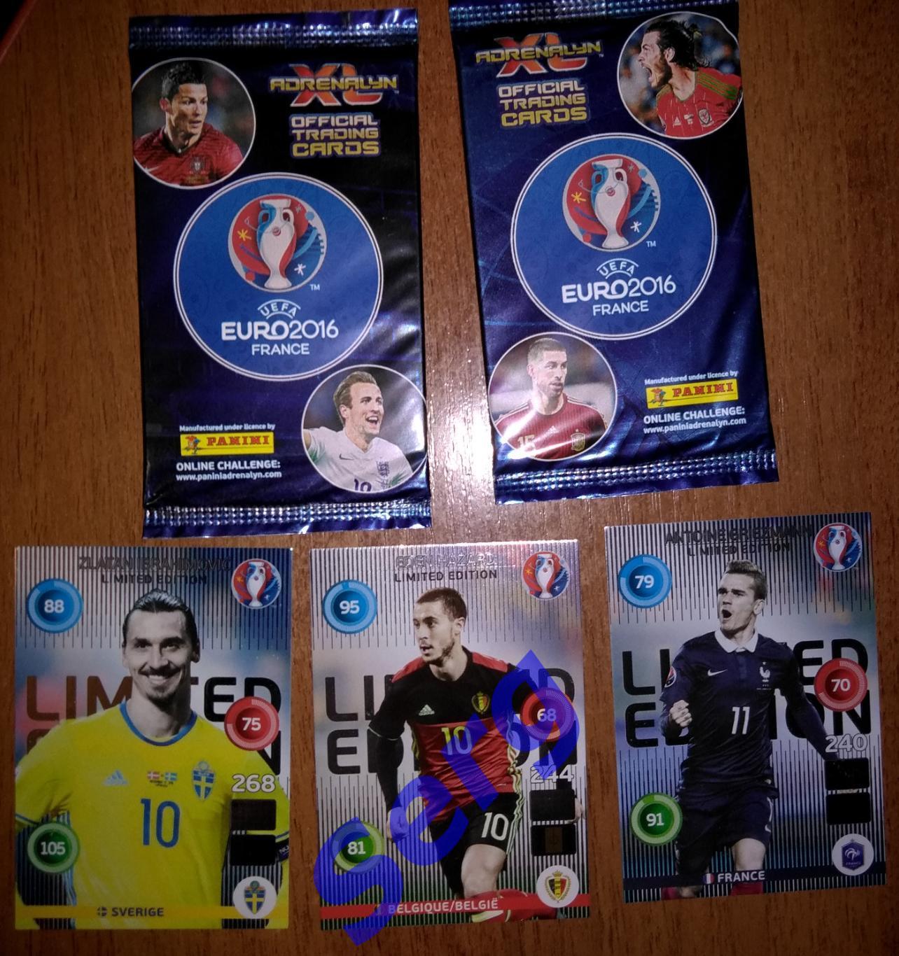 Карточки Панини/Panini (XL ADRENALYN) EURO 2016 2 пакетика + 3 карточки