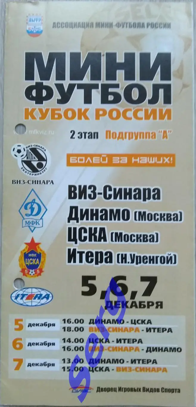 Кубок России по мини-футболу. 2 этап. Подгруппа А. 05-07.12.2003 Екатеринбург