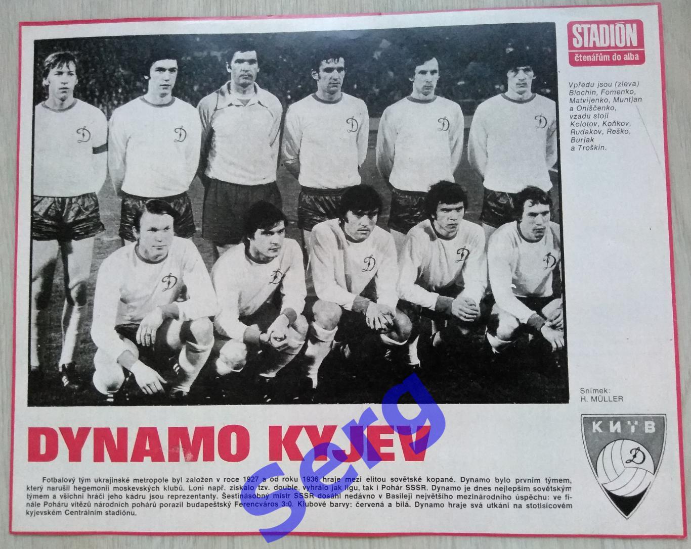 Постер Динамо Киев, СССР из журнала Стадион/Stadion/