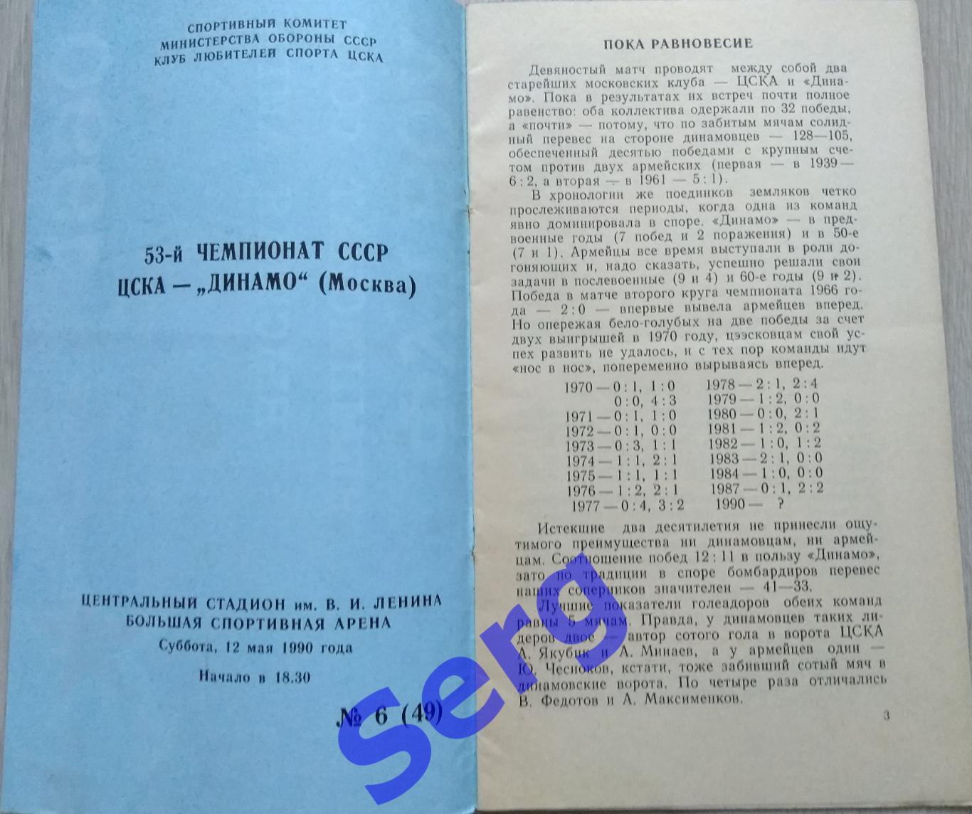 ЦСКА Москва - Динамо Москва - 12 мая 1990 год 1