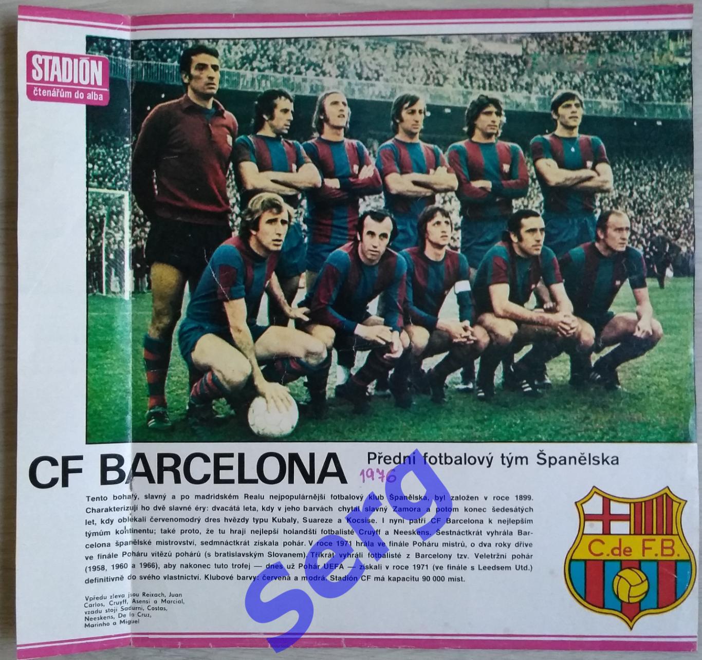 Постер Барселона Барселона, Испания из журнала Стадион (Stadion) 1976 год