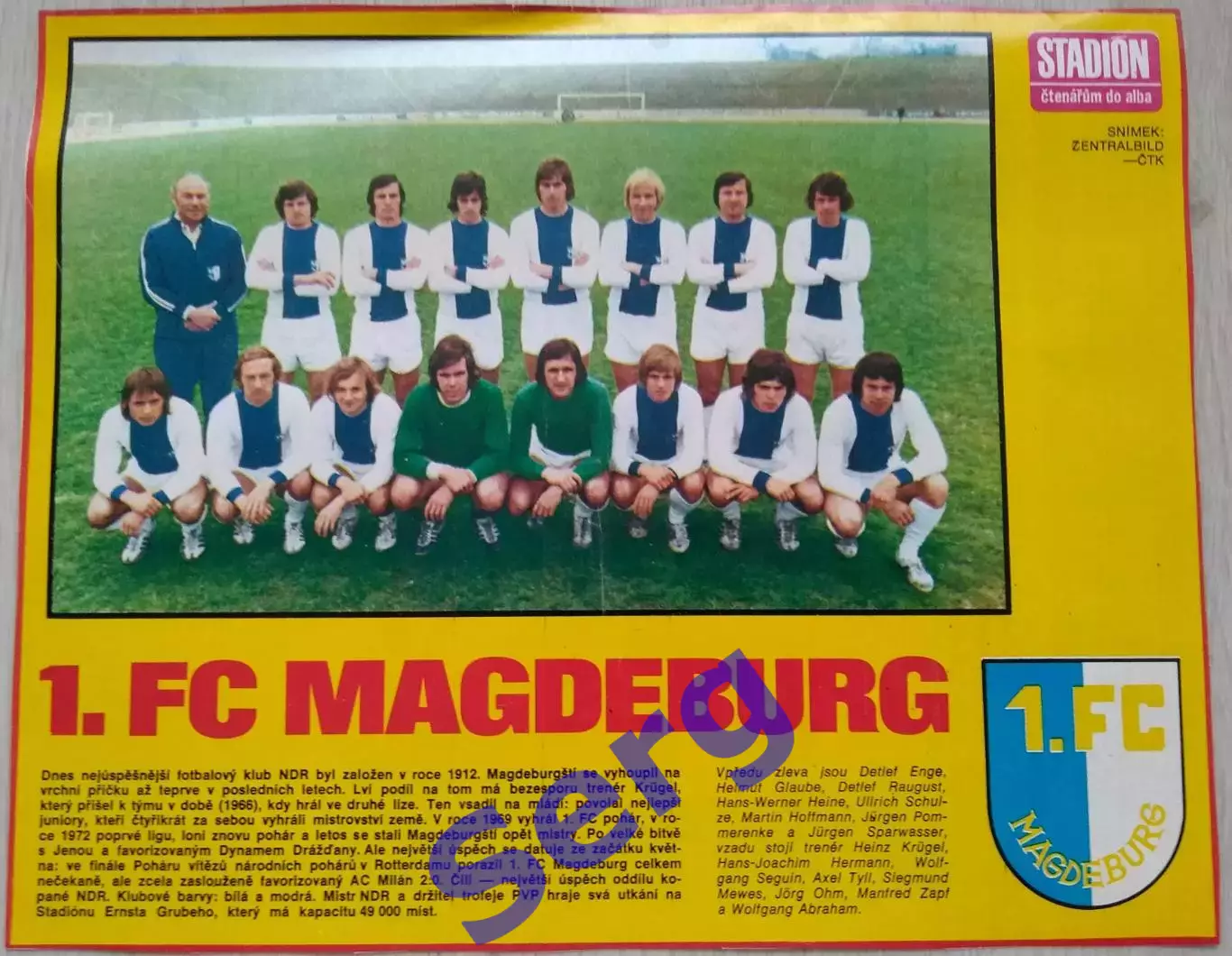 Постер ФК Магдебург Магдебург, ГДР из журнала Стадион (Stadion)