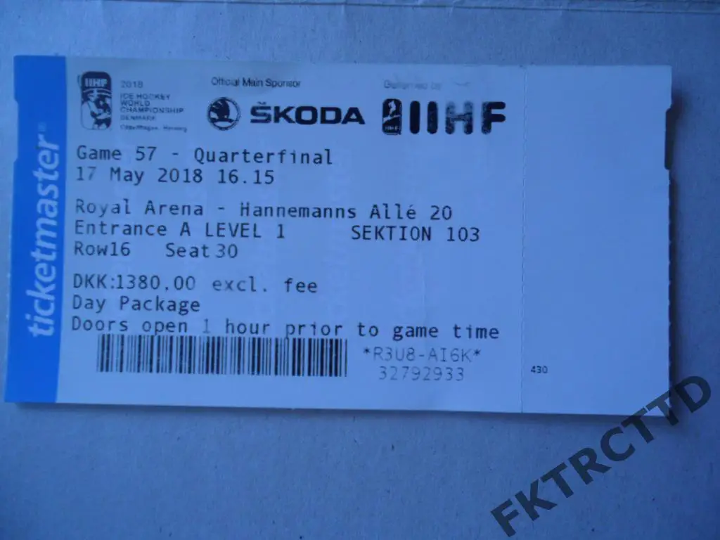 Билет -ЧЕМПИОНАТ МИРА- РОССИЯ- канада