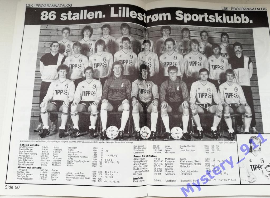 Лиллестрем (Норвегия) - Стреммен (Норвегия), 12.10.1986, Чемпионат Норвегии 4
