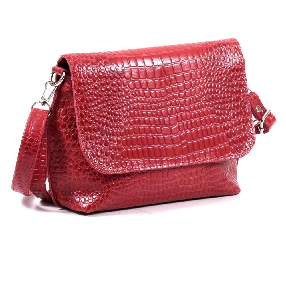 Женская кожаная сумка кросс-боди красная (М9)