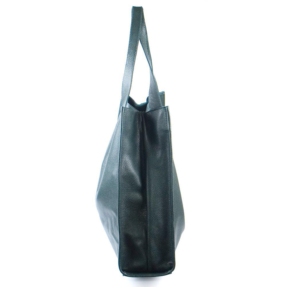 Женская кожаная сумка-шопер 12 зелёный флотар. 3