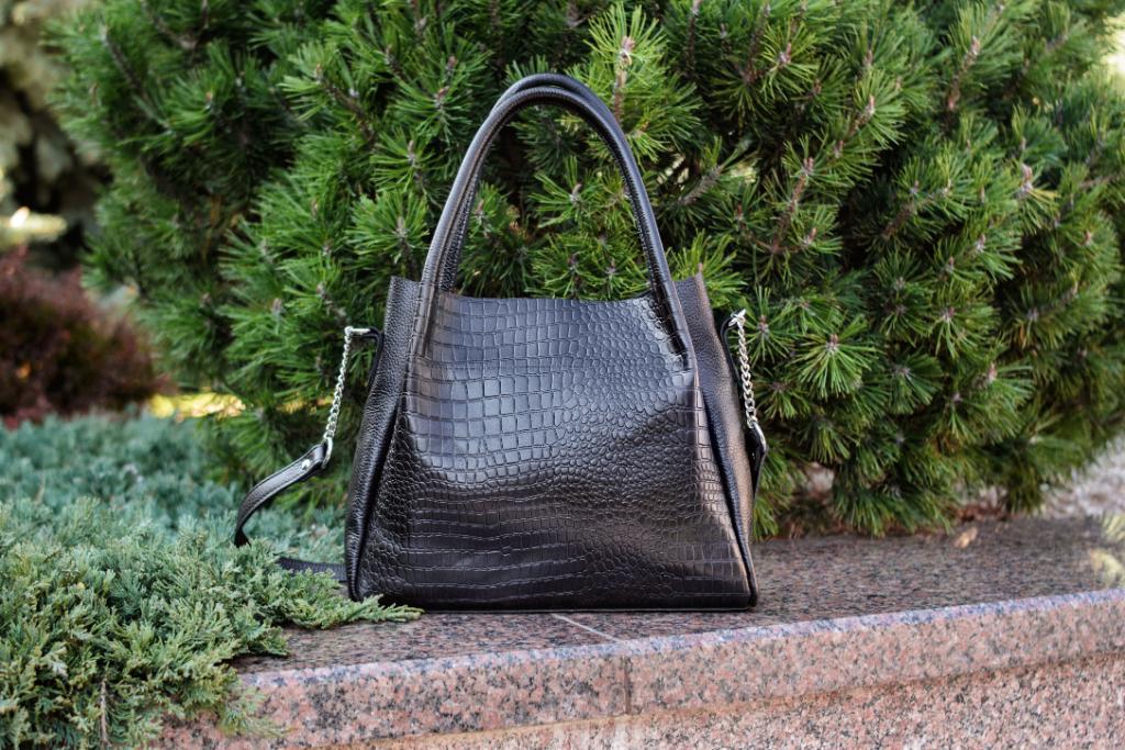 Женская сумочка из натуральной кожи чёрный флотар М33 2