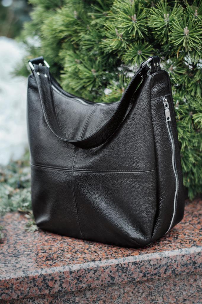 Женская сумка - шоппер из натуральной кожи чёрный флотар М14
