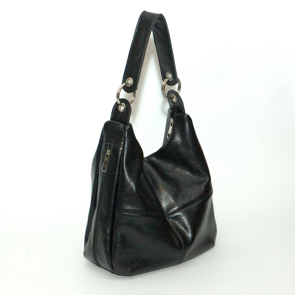 Женская сумка - шоппер из натуральной кожи чёрный флотар М14 7
