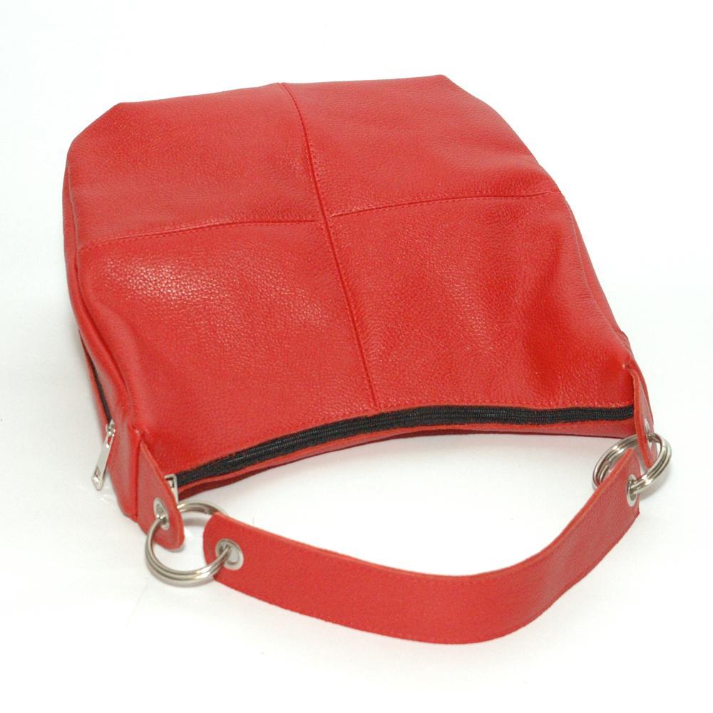 Женская сумка - шоппер из натуральной кожи красный флотар М14 1